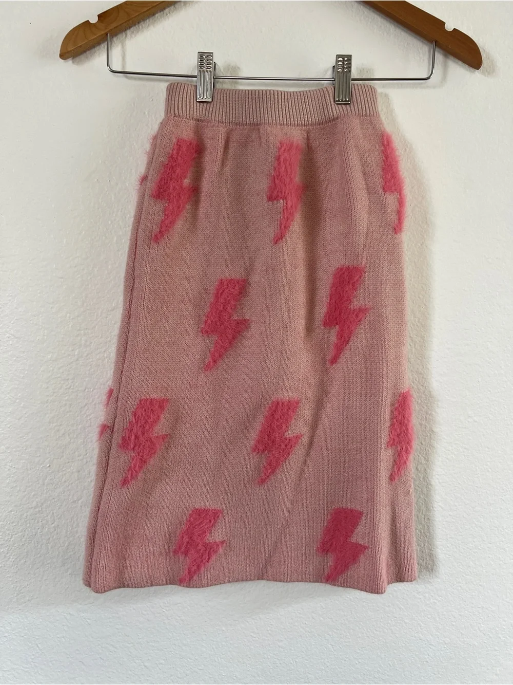 Pink Lightning Bolt Knit Skirt